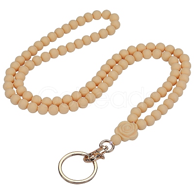 Rose Silicone ID Card Neck Strap Card Holder NJEW-SW00028-05-1