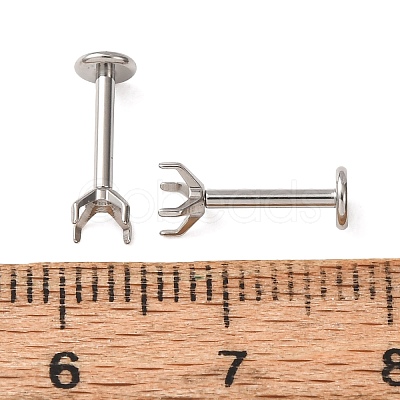 304 Stainless Steel Prong Earring Settings SA-CBA8B85-11B-02-1