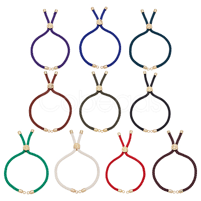 10Pcs 10 Colors Twisted Nylon Cord Silder Bracelets DIY-ME0001-10-1