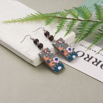 Polymer Clay Dangle Earrings EJEW-JE04412-01-1