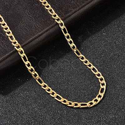 3.8MM 304 Stainless Steel Figaro Chain Necklaces for Women NJEW-B134-02B-G-1