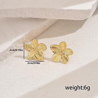 Metallic Texture 201 Stainless Steel Flower Luxury Stud Earrings LS-KG0398-1-1