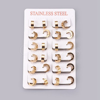 304 Stainless Steel Huggie Hoop Earrings EJEW-O087-09D-1