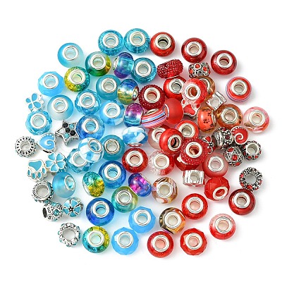 DIY Glass & Resin & Alloy Enamel European Beads Jewelry Making Finding Kit DIY-YW0009-01-1