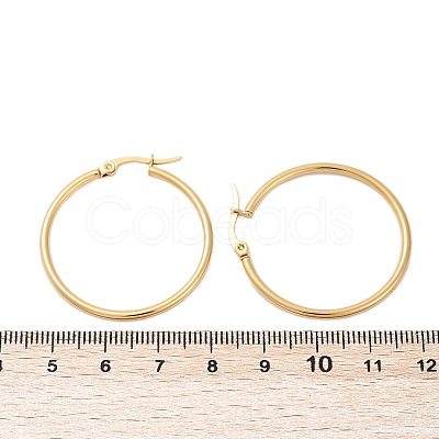 PVD Vacuum Plating 201 Stainless Steel Hoop Earrings with 304 Stainless Steel Pins for Women EJEW-D279-12G-04-1
