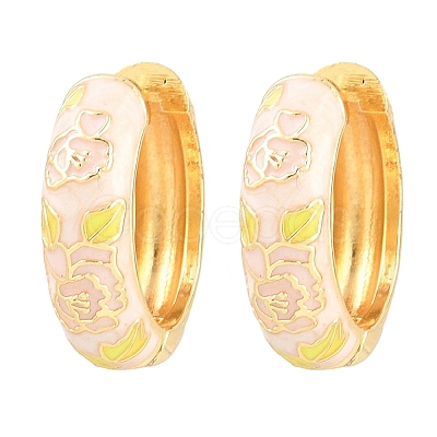 Brass Enamel Hoop Earrings KK-CBA8324-13G-04-1