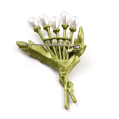Bouquet Alloy Brooch with Resin Pearl JEWB-O009-14-1