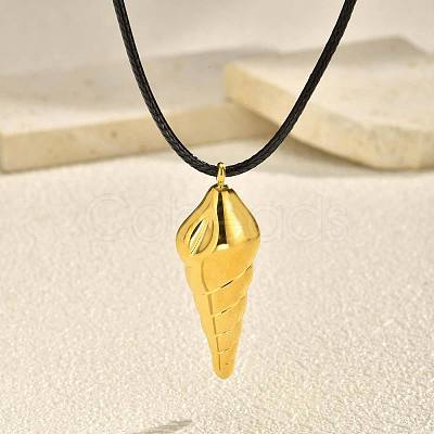 304 Stainless Steel Pendant Adjustable Black Waxed Cord Necklaces for Women WG4D27E-03-1