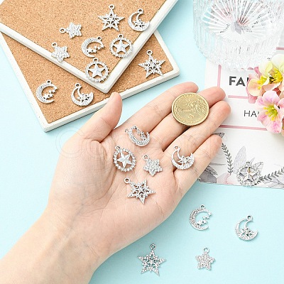 10Pcs 5 Styles Alloy Crystal Rhinestone Pendants FIND-YW0011-73-1