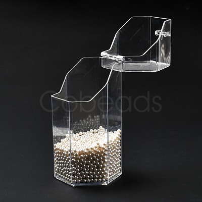Flip Cover Hexagon Plastic Pen Holder MRMJ-E010-02-1