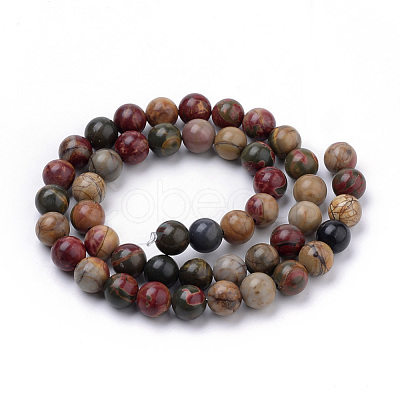 Natural Polychrome Jasper/Picasso Stone/Picasso Jasper Beads Strands G-S259-23-12mm-1