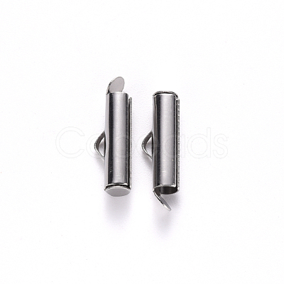Tarnish Resistant 304 Stainless Steel Slide On End Clasp Tubes STAS-S115-01F-P-1