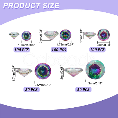 5 Style Cubic Zirconia Pointed Back Cabochons ZIRC-PH0001-41-1