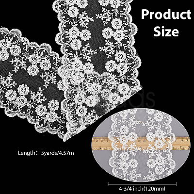 5 Yards Milk Fiber Embroidery Lace Trim Ribbon OCOR-GF0005-14B-1