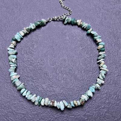 Natural Amazonite Chip Beaded Necklaces for Women IW6789-55-1