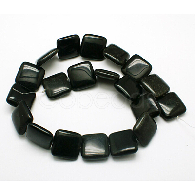 Natural Square Obsidian Beads Strands G-L253-07-1