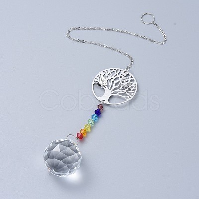 Crystals Chandelier Suncatchers Prisms Chakra Hanging Pendant AJEW-I040-12P-1