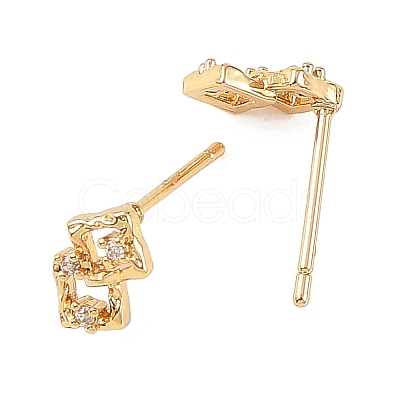 SHEGRACE Brass Micro Pave Clear Cubic Zirconia Stud Earring XGRQ4N172-729G-1