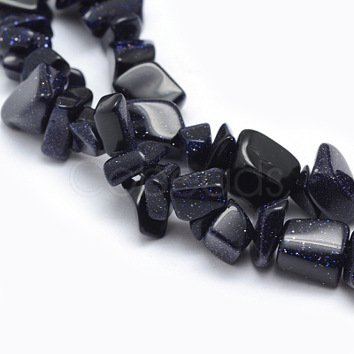 Synthetic Blue Goldstone Beads Strands G-P332-10-1