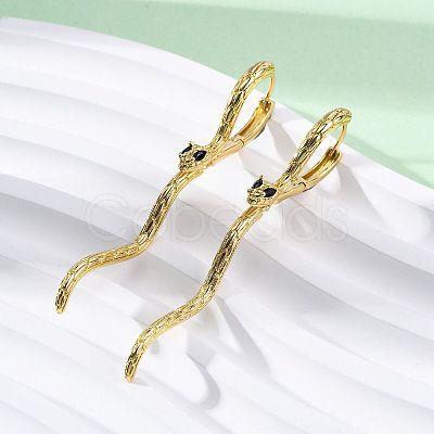 Snake Brass Hoop Earrings EJEW-R025-27G-1
