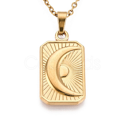304 Stainless Steel Pendant Necklaces NJEW-T018-35G-1