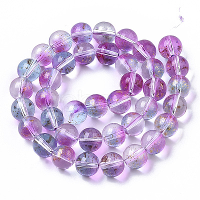 Transparent Spray Painted Glass Bead Strands GLAA-N035-03D-B05-1