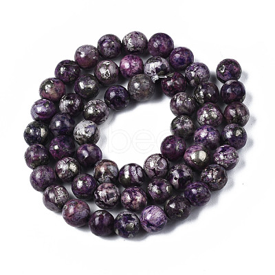 Assembled Synthetic Charoite and Pyrite Beads Strands G-S366-056-1