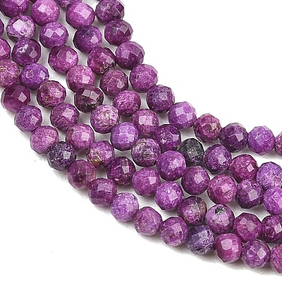 Heated Natural Sugilite Beads Strands G-B193-B01-3mm-1