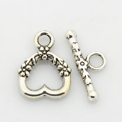 Tibetan Style Alloy Heart Toggle Clasps PALLOY-J471-27AS-1