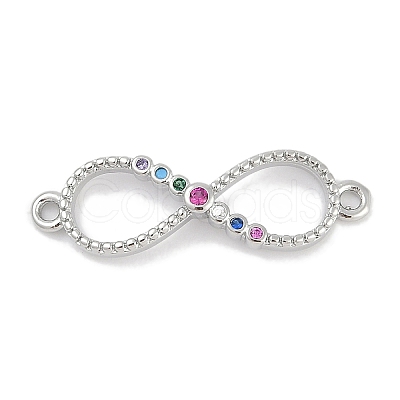 Brass Micro Pave Colorful Cubic Zirconia Infinity Connector Charms KK-Q028-65P-1