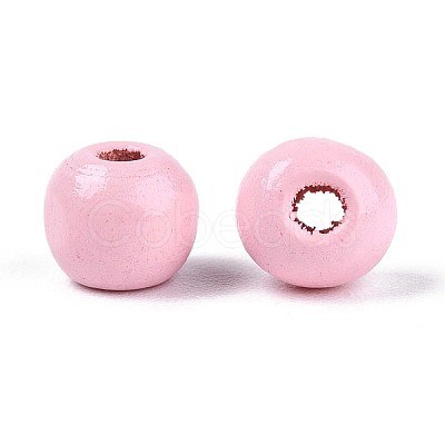 Spray Painted Round Natural Schima Wood Beads WOOD-A018-6mm-05-1