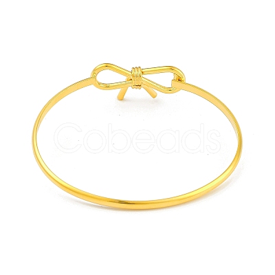 Adjustable Bowknot Brass Torque Bangles for Women BJEW-Z074-01G-1