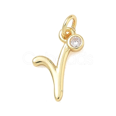 Brass Micro Pave Clear Cubic Zirconia Charms KK-D289-66G-R-1