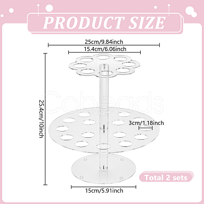 2-Tier Acrylic Riser Display Stands for Ice Cream Cone ODIS-WH0043-247-1