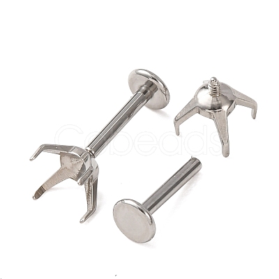 304 Stainless Steel Prong Earring Settings SA-CBA8B85-11D-02-1
