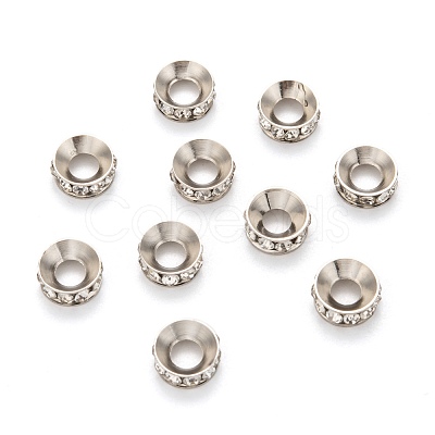 Brass Rhinestone Spacer Beads X-RB-A020-9mm-01P-1