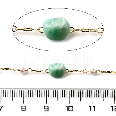 Handmade Natural Amazonite Nuggets Beaded Chains CHC-F020-04G-06-1