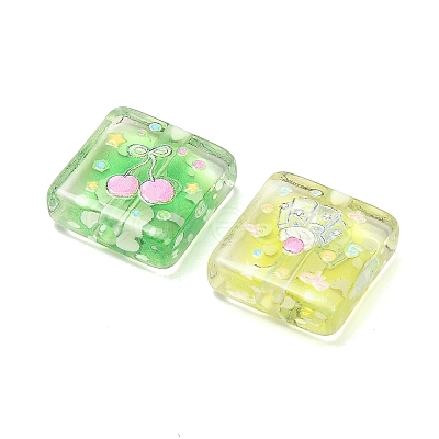 10Pcs Printed Transparent Acrylic Beads AC-CBA36B6-03-1