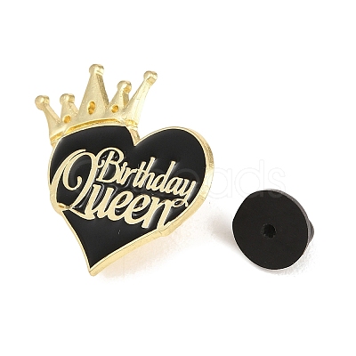 Birthday Queen with Crown & Heart Enamel Pins JEWB-B042-01A-1