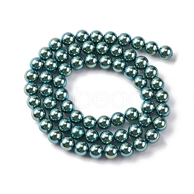 UV Plating Pearlized Glass Pearl Beads Strands GLAA-F128-01A-T24-1