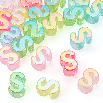 20Pcs UV Plating Transparent Acrylic European Beads OACR-TADJ0001-19S-1