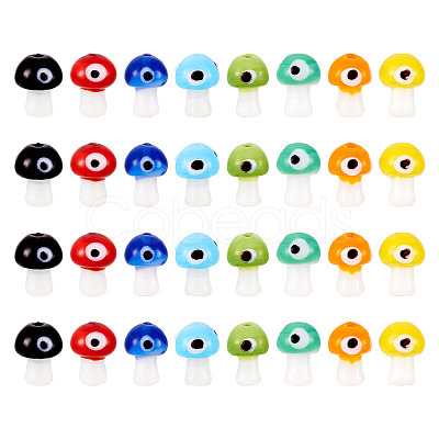 32Pcs 8 Colors Handmade Evil Eye Lampwork Beads LAMP-CD0001-20-1