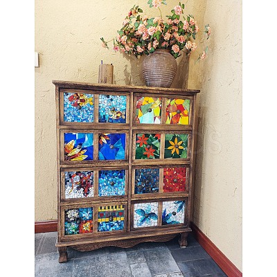 Rhombus Mosaic Tiles Glass Cabochons DIY-P045-12-1