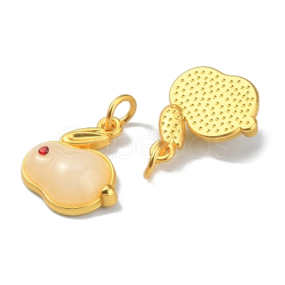 Rabbit Glass Charms GLAA-WH0030-09A-1