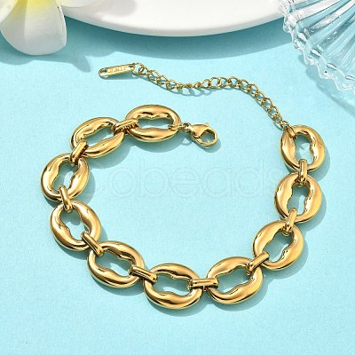 304 Stainless Steel Oval Link Chain Bracelets for Women BJEW-F533-02A-G-1