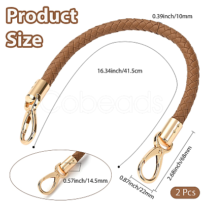 CutHollow 2Pcs Braided Round PU Leather Bag Straps Bag Handles FIND-CL0001-02A-1