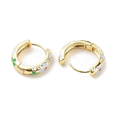 Flower Enamel Hoop Earrings EJEW-G290-03G-D-1