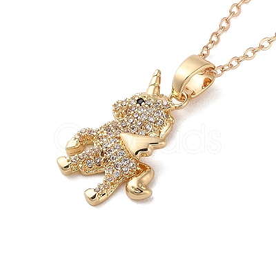 Brass Pave Cubic Zirconia Pendnat Necklaces NJEW-M219-01G-1