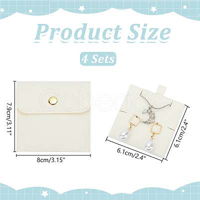 4 Sets Square Microfiber Packing Button Bags ABAG-WR0001-09B-1