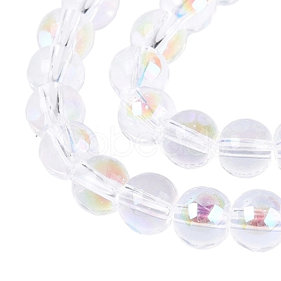 Transparent Electroplate Glass Beads Strands EGLA-Q132-6MM-01A-11-1